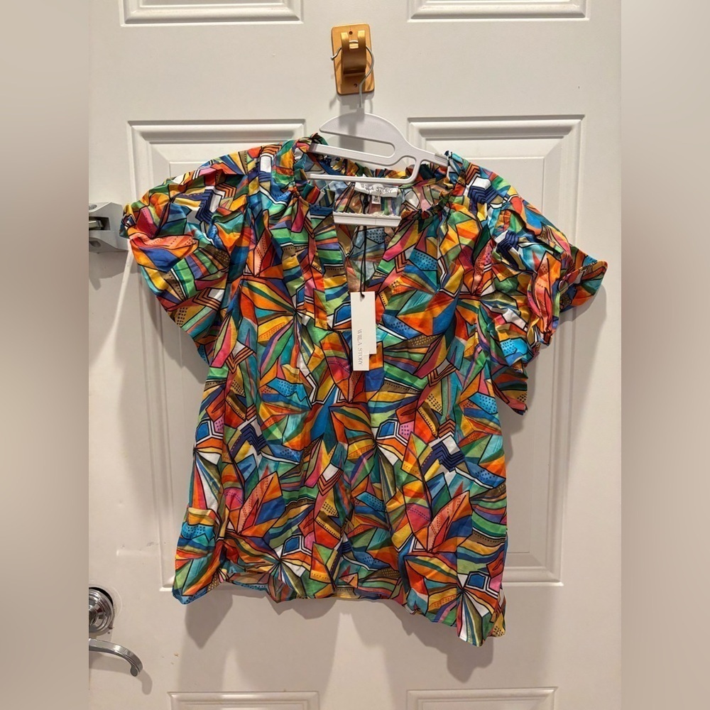 Willa Story  Multi Flutter Sleeve Top